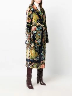 ETRO manteau en velours à fleurs