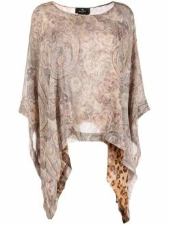 ETRO poncho à imprimé léopard