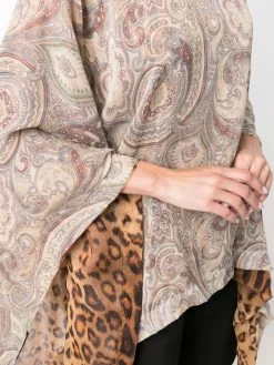 ETRO poncho à imprimé léopard