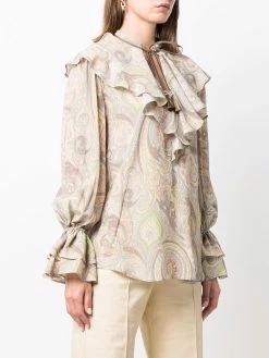 ETRO blouse volantée à imprimé cachemire