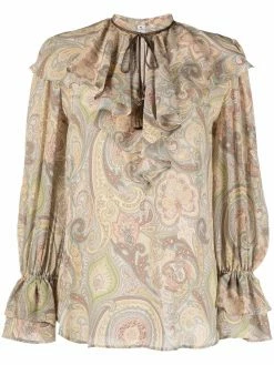ETRO blouse volantée à imprimé cachemire