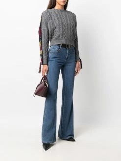 ETRO pull en maille torsadée à broderies