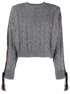 ETRO pull en maille torsadée à broderies