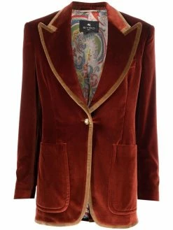 ETRO blazer en velours à simple boutonnage