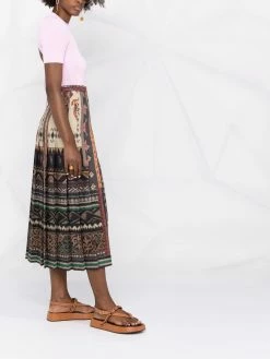 ETRO jupe plissée à imprimé géométrique