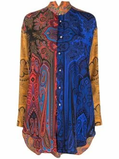 ETRO chemise en soie à imprimé cachemire