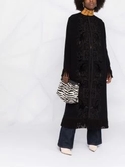 ETRO manteau frangé à broderies