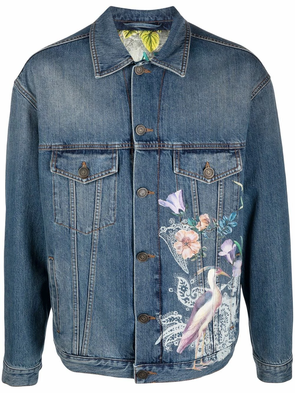 ETRO Veste en jean à imprimé graphique Promos vestes en jean homme 1 ETRO veste en jean à imprimé graphique