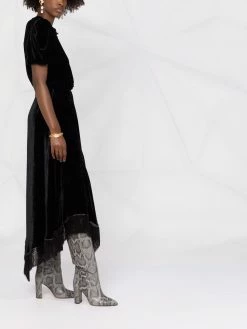 ETRO robe longue frangée en velours