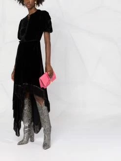 ETRO robe longue frangée en velours