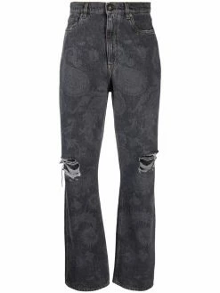 ETRO jean droit à effet usé