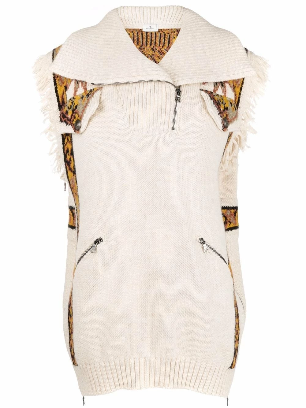 Excellente qualité ETRO Débardeur frangé en maille intarsia hauts en maille femme 1 ETRO débardeur frangé en maille intarsia