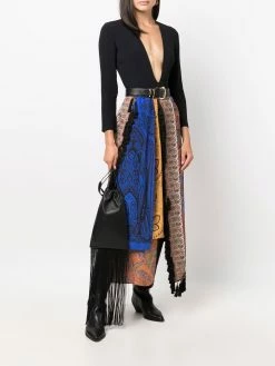 ETRO robe longue frangée à motif cachemire