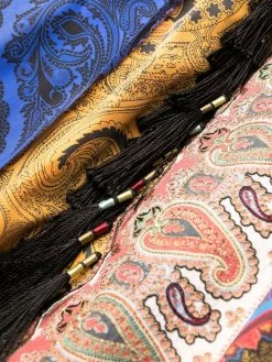 ETRO robe longue frangée à motif cachemire