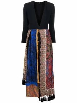 ETRO robe longue frangée à motif cachemire