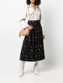 ETRO jupe mi-longue plissée à imprimé cachemire