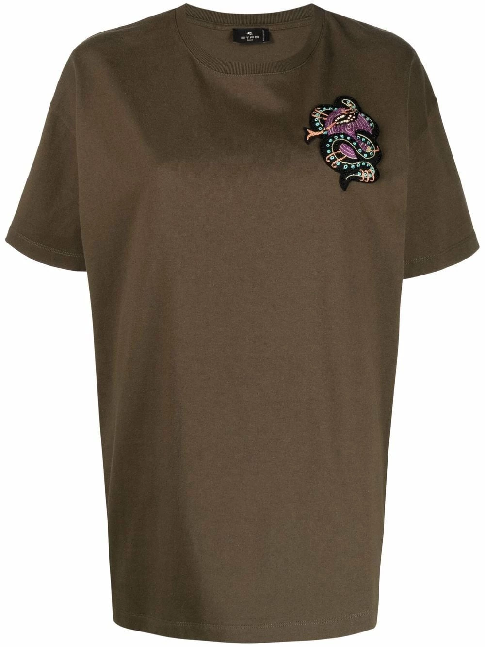 ETRO T shirt oversize à patch brodé de perles Garantie De Qualité 100% t-shirts & jerseys femme 1 ETRO t-shirt oversize à patch brodé de perles