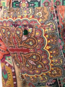 ETRO pantalon en lin à imprimé cachemire