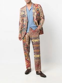 ETRO pantalon en lin à imprimé cachemire