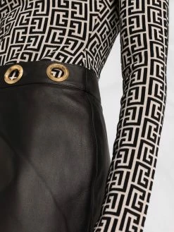 ETRO minijupe en cuir à détails d’œillets