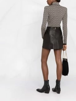 ETRO minijupe en cuir à détails d’œillets