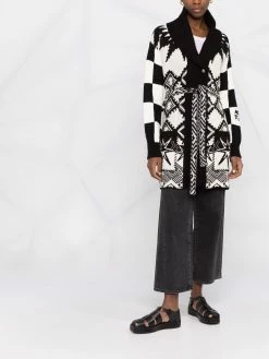 ETRO cardigan en maille intarsia à taille ceinturée