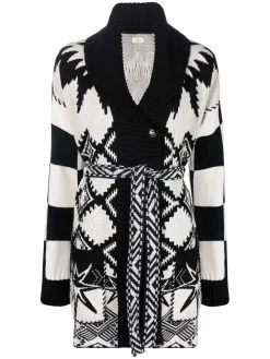 ETRO cardigan en maille intarsia à taille ceinturée