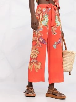 ETRO pantalon imprimé à lien de resserrage