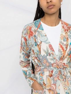 ETRO cardigan ceinturé à fleurs