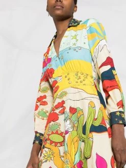 ETRO robe évasée à imprimé graphique