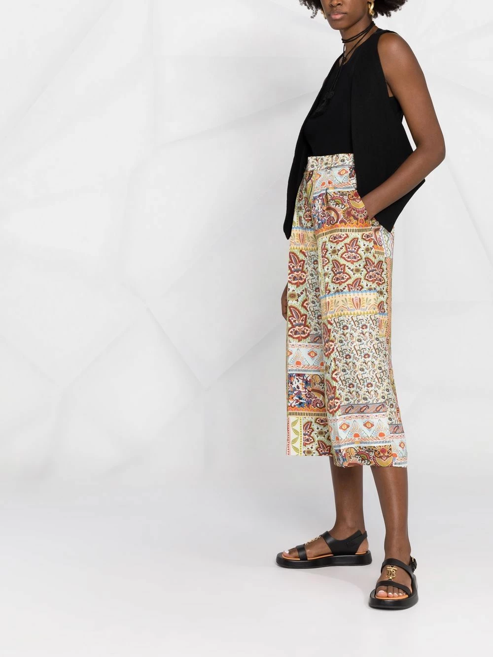 Prix Refroidis ETRO Pantalon en soie Don't Stop à taille haute pantalons raccourcis femme 4 ETRO pantalon en soie Don't Stop à taille haute