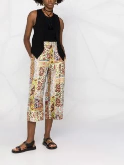 ETRO pantalon en soie Don't Stop à taille haute