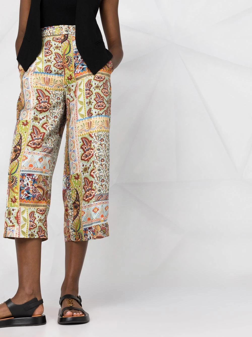 Prix Refroidis ETRO Pantalon en soie Don't Stop à taille haute pantalons raccourcis femme 3 ETRO pantalon en soie Don't Stop à taille haute