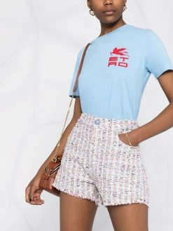 ETRO short en tweed à taille haute