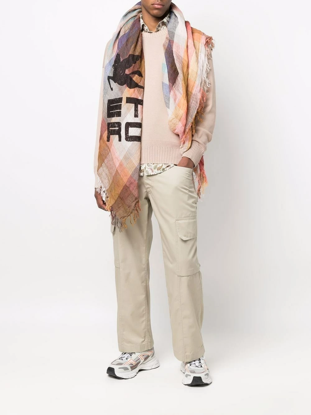 Bonne Qualité ETRO écharpe colour block en lin Écharpes homme 2 ETRO écharpe colour block en lin