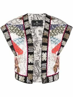 ETRO gilet crop à imprimés multiples